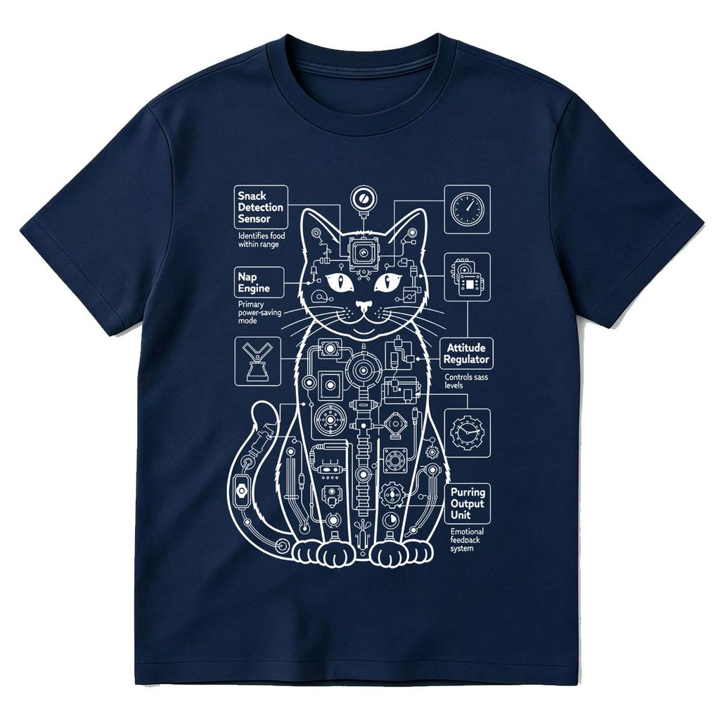 Funny Cat Anatomy Tshirt The Utimate Mechanical Kitty Unisex Women Clothing Tshirts Cotton Oversized Short Sleeve T Shirts Tops