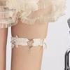 1 buc curea inel pentru picior inimă decor în cruce cu fundă în frunte, bandă elastică anti-alunecare, curea pentru jartieră din dantelă gotică, lolita, cosplay, jartieră pentru picior