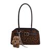 Retro niche suede bag women's 2025 new trendy autumn and winter versatile single shoulder underarm bag leopard print baguette bag