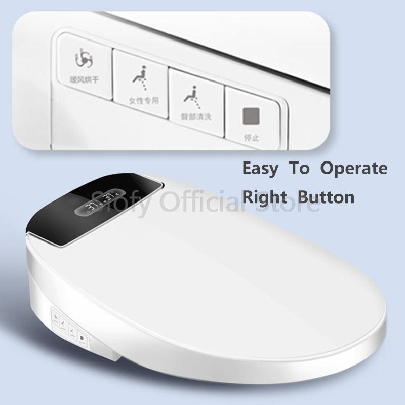 Smart Toilet Cover Bidet Toilet Seat Remote Control Black LED Nightlight Elongated Air Dryer Multiple Spray Modes Nozzle
