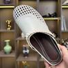 Summer Women's Shoes Breathable Woven Semi-slippers Women's Fashion Outer Wear Versatile Round Head Two Wear Thick Heel Leather Slippers Women