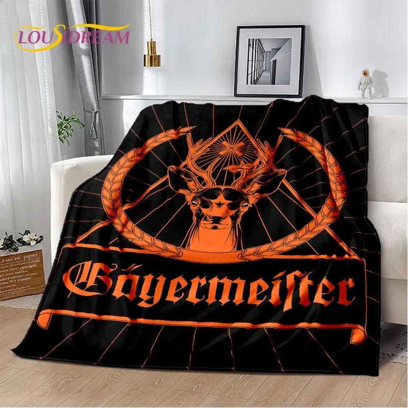 3D German Jaegermeister Logo Elk Soft Flannel Blanket for Beds Bedroom Sofa Picnic,Throw Blanket for Cover Outdoors Leisure Gift