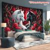 2D Gothic Wolf Couple Red Rose Tapestry Floral Wall Art Background Cloth