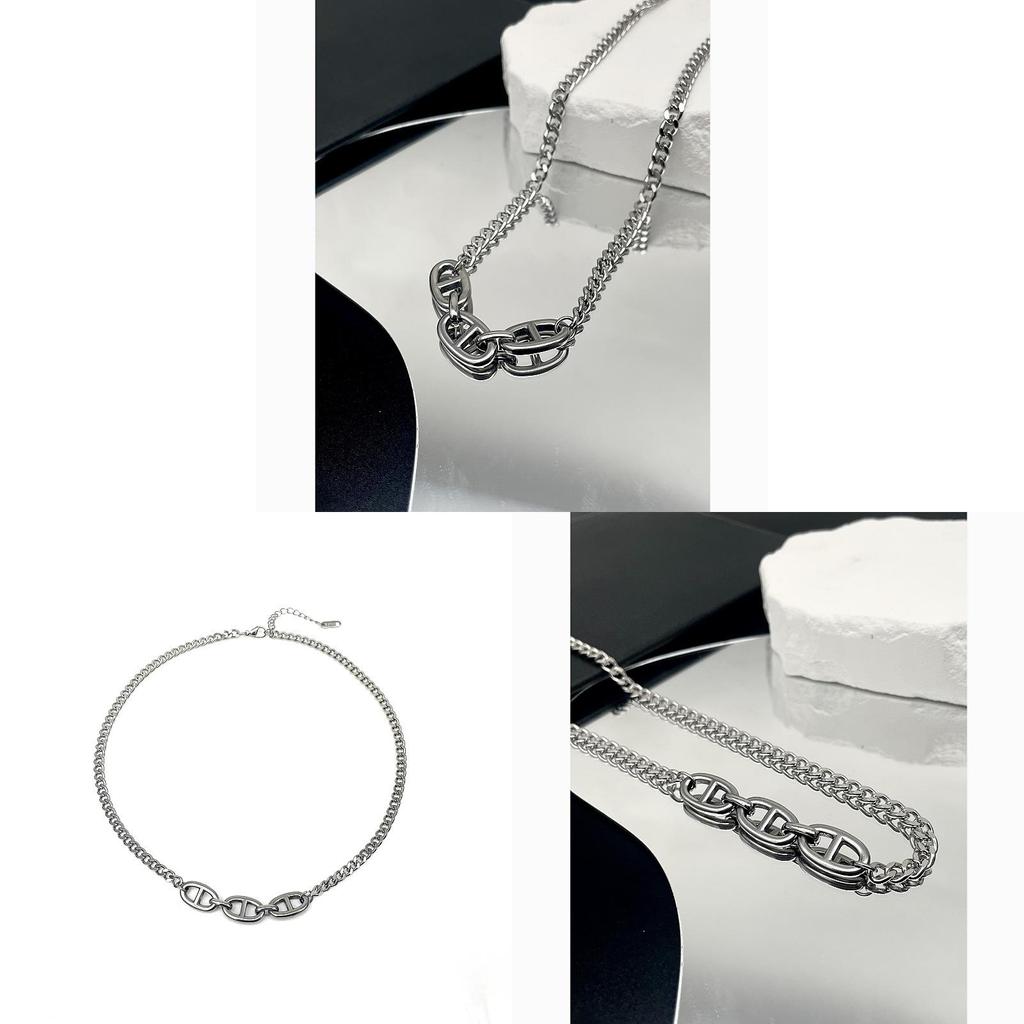 Minimalist Stainless Steel Collar Chain With Geometric Design For Unisex Fashion Accessory