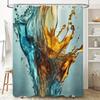 Super Soft Printed Shower Curtain Set for Bathroom Decor Blue Gold Splash Pattern