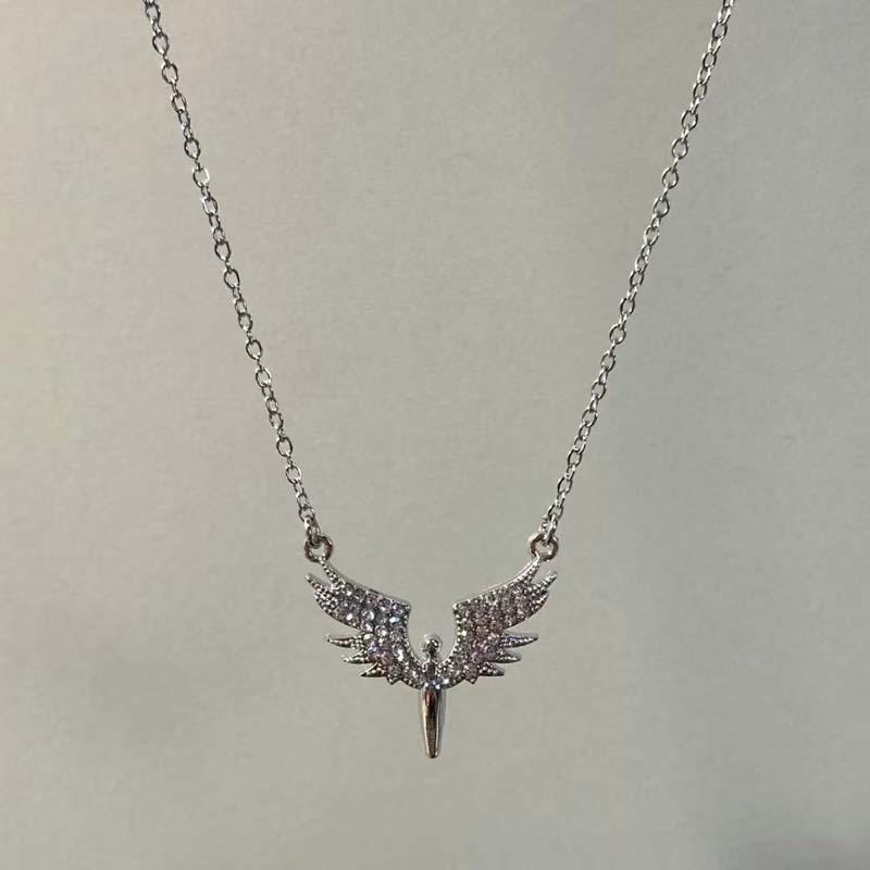 

Creativity Silver Angel Wings Unique Pendant Necklace Classic All-match Personality Clavicle Chain Choker Charm Jewerly Gifts