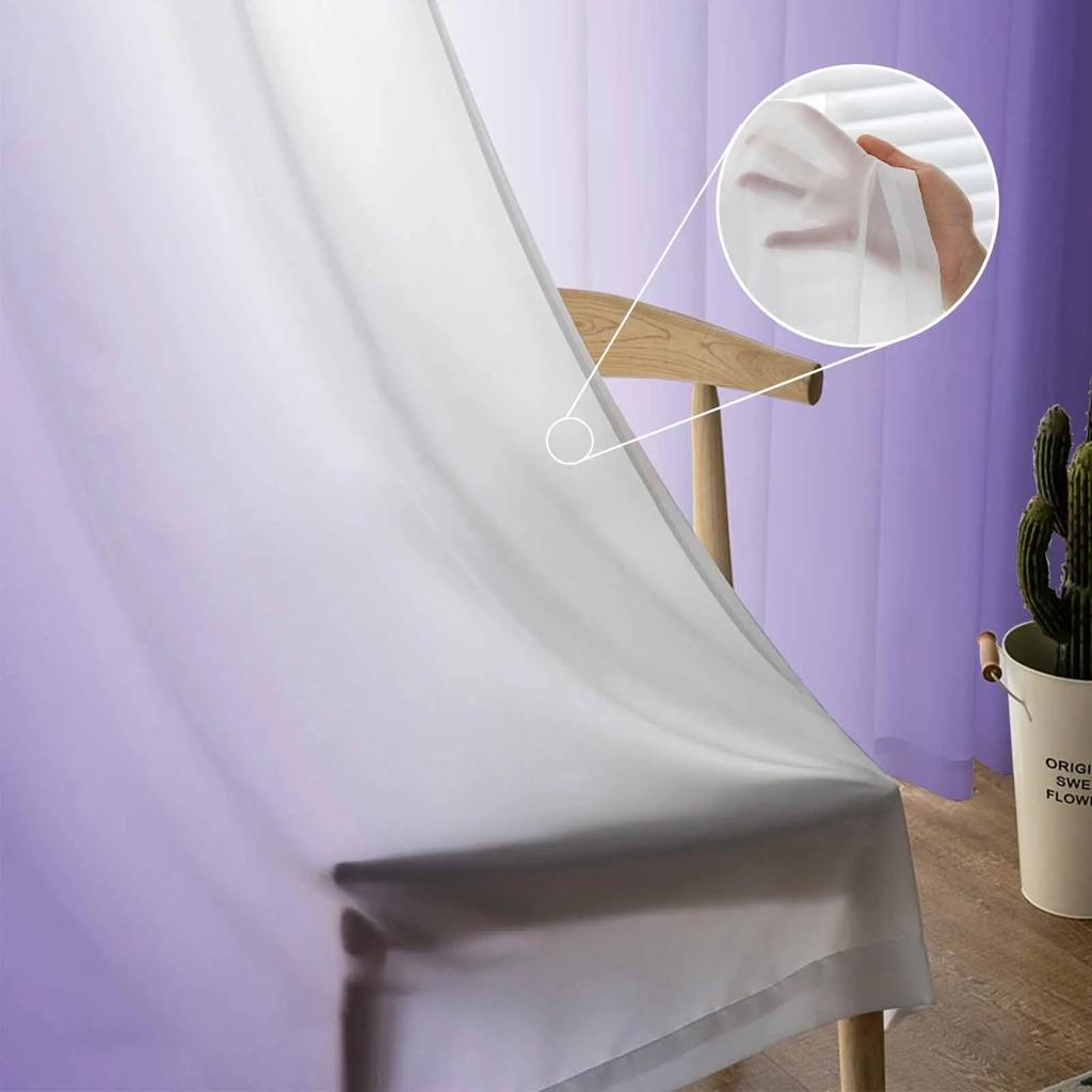 Lila und Weiß Farbverlauf Transparente Vorhänge zur Wohnzimmerdekoration Fenstergardinen für die Küche Tüll Voile Organza Vorhänge