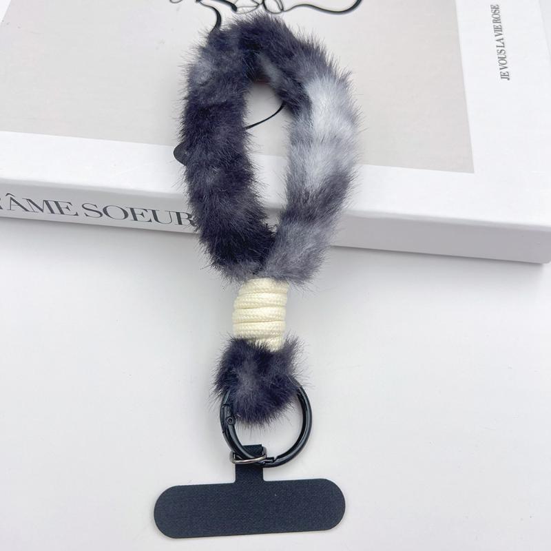 

Разноцветный плюшевый шнурок для мобильного телефона с патчем, универсальный ремешок на запястье, ручная веревка, аксессуары для подвешивания мобильного телефона против потери