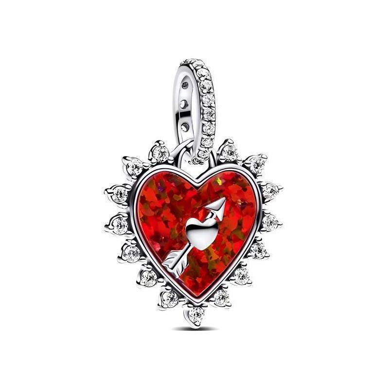 Pandora Cupid s Arrow Heart 925 Silver Pendant Women s Red 793667C01