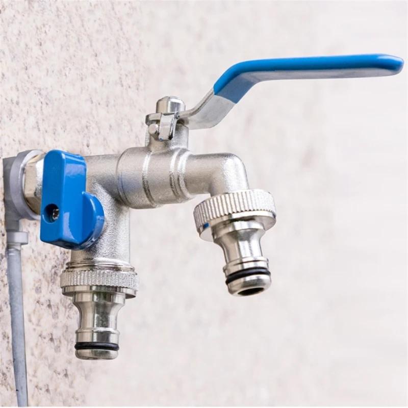 Stabile 3/4-Zoll Messing Wasserhahn Frostsicher und Rostfrei mit Doppel-Auslass Designs für Garten und Waschmaschinen