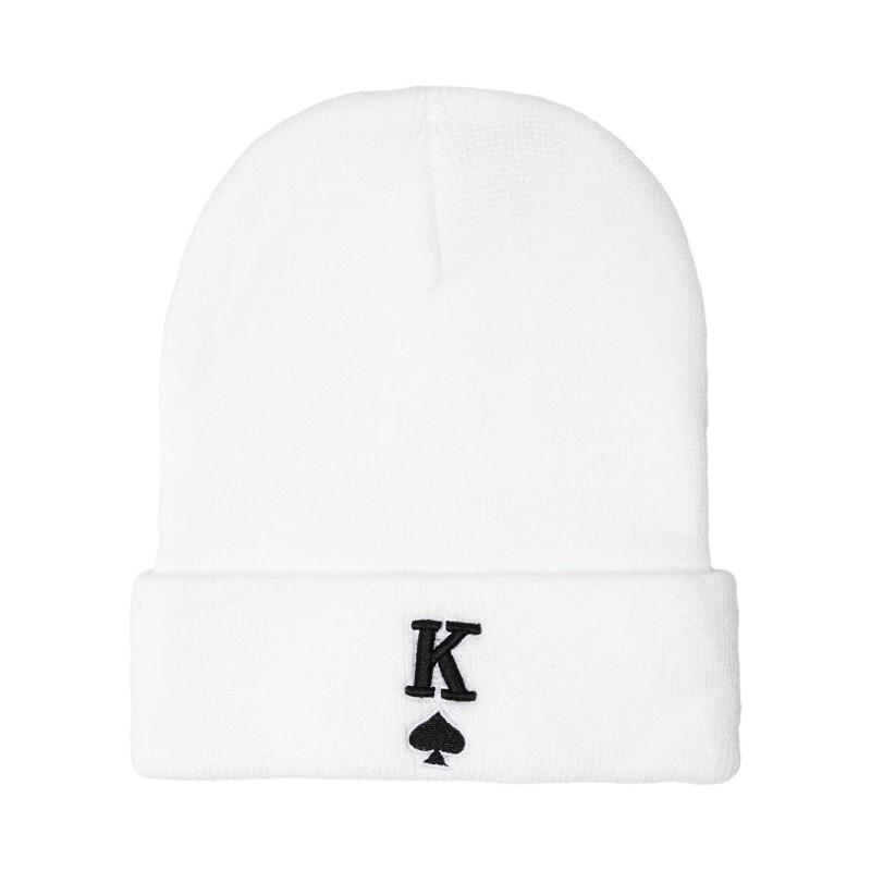 Knit Hat with Heart-Shaped K Letter Embroidery - European & American Style Warm Acrylic Pullover