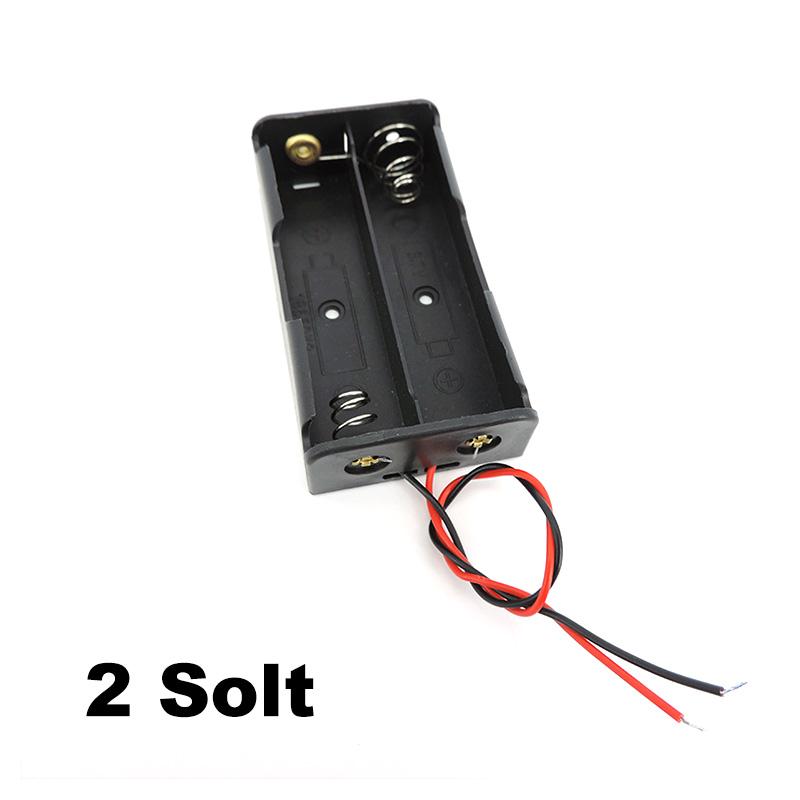 18650 Battery Storage Box Case DIY 1/2/3/4 Slot Way DIY Batteries Clip Holder Black Plastic Container with Wire Lead 2Pin Q1