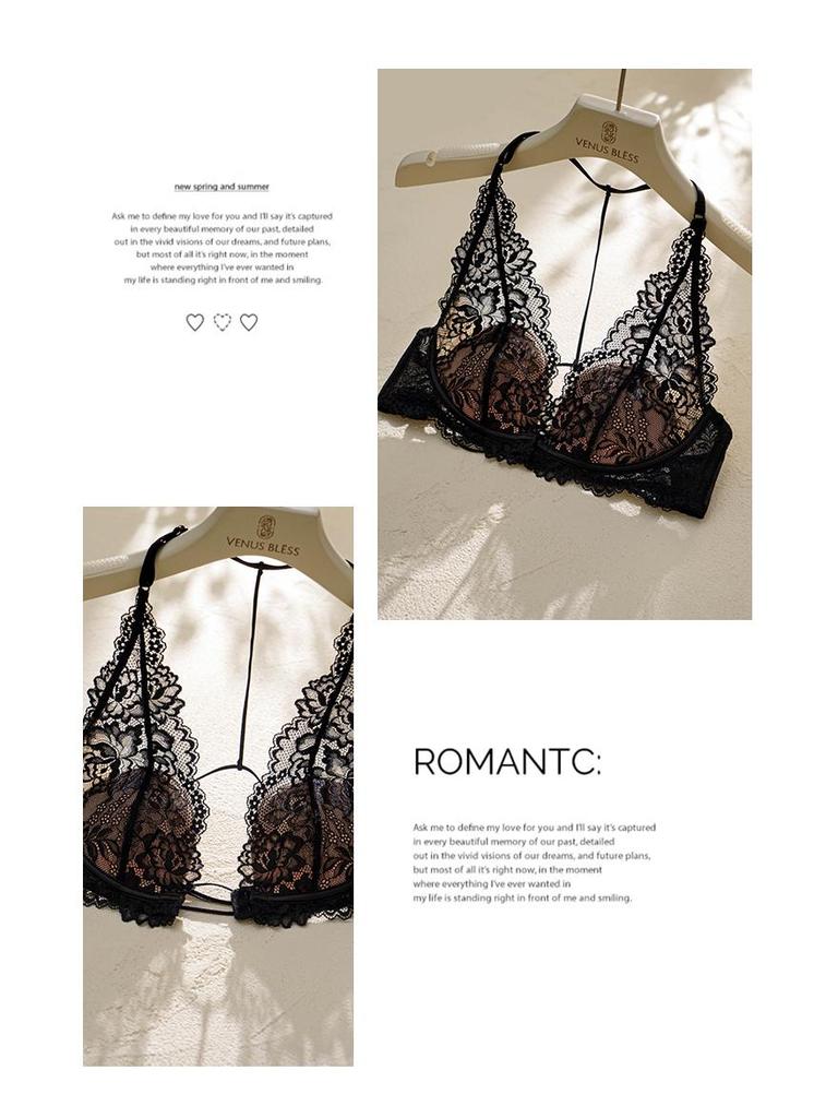 Reggiseno a triangolo push-up senza ferretto in pizzo francese - Estivo Sexy Senza Schiena Chiusura Anteriore