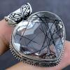 Black Rutile Gemstone 925 Sterling Silver Jewelry Pendant 1.69"