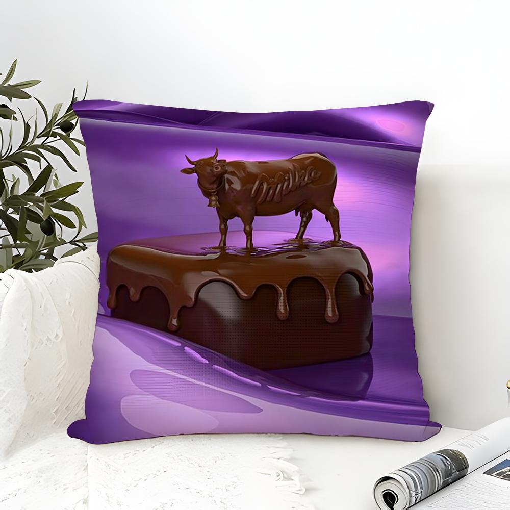 Funny Milka Purple Pillow Case Cotton Linen Fabric Square Zipper Pillowcase Home Decorative Living Room