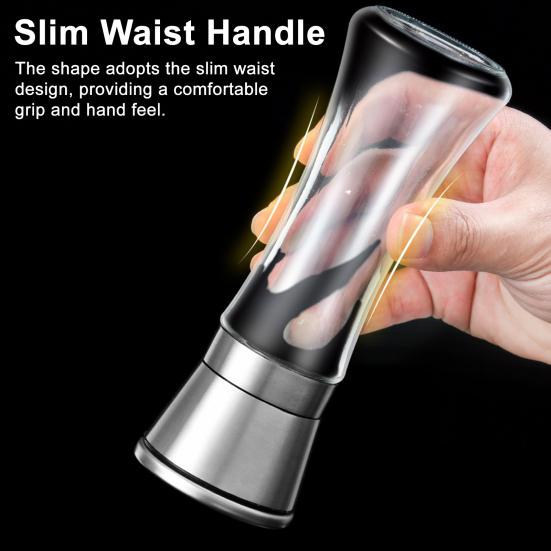 Pfeffermühle Edelstahl Einstellbar Manuelle Gewürzmühle Schwarzer Pfeffer Meersalz Kreuzkümmel Mühle Transparenter Körper Küchenwerkzeug