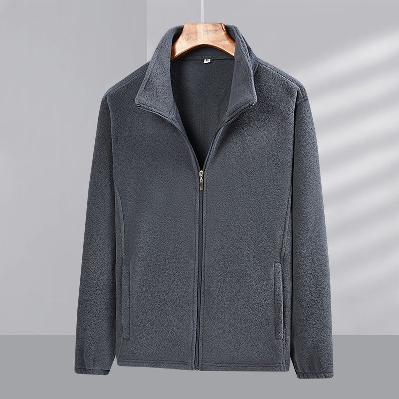 Spring Autumn Mens Fleece Jacket    Stand Collar Softshell Outwear Thermal Warm Coat