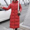 Womens Ladies Warm Plus Size Solid Color Hooded Single Breasted Medium Length Cotton Jacket Waistcoat Slim Cardigan Coat