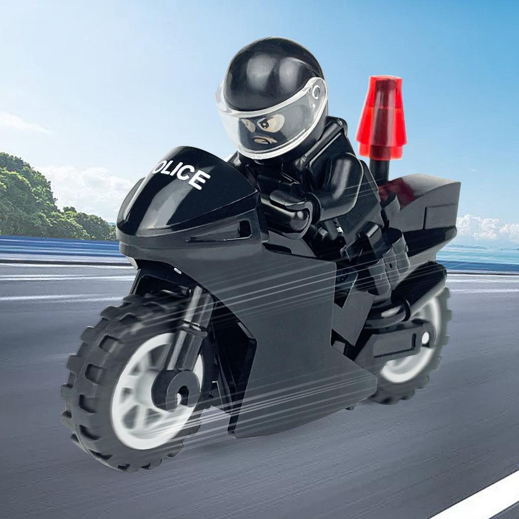 10706B Black Panther Patrol Motorcycle Small Particles Children Assembled Building Block Toy Police Boy