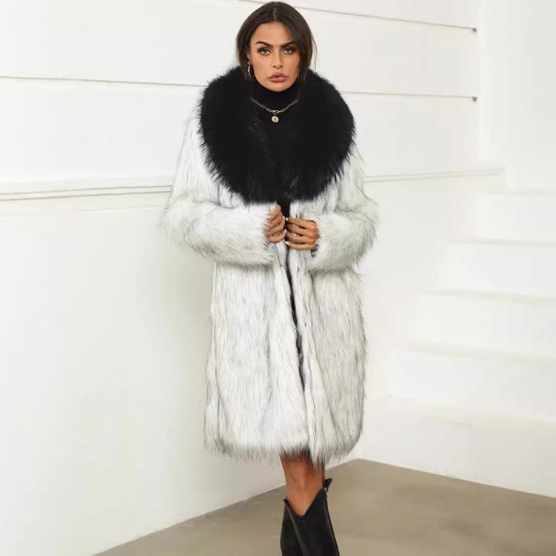 Plush women's imitation fur coat coat long autumn and winter new fur trench coat
