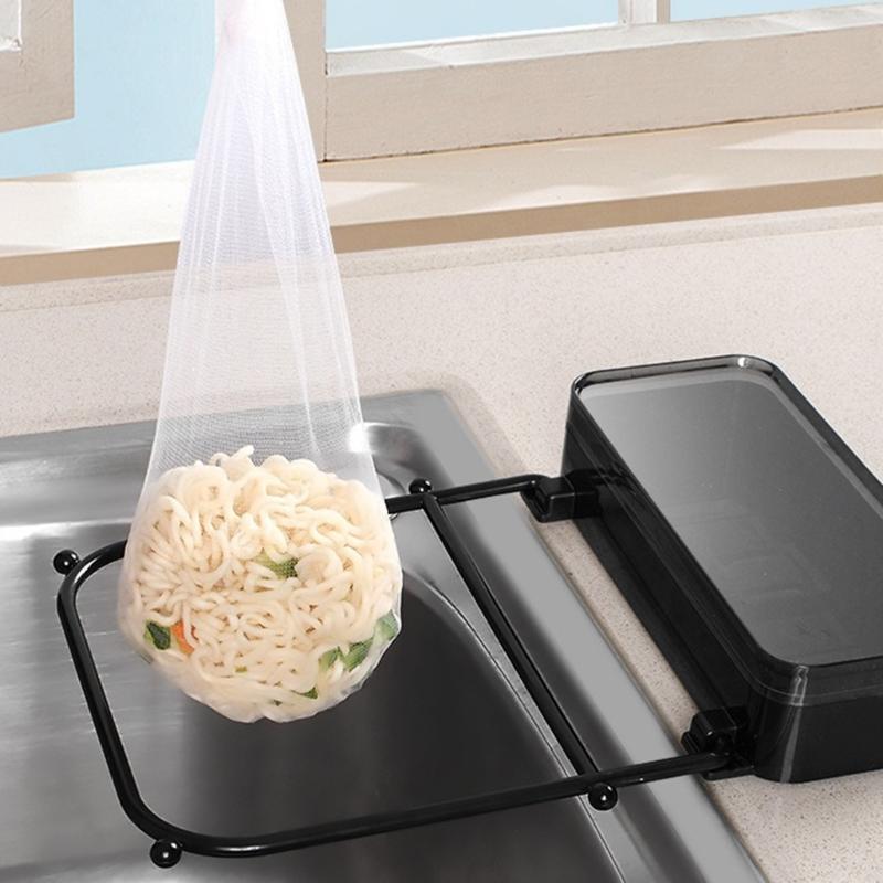 Stylish Foldable Suction Cup Waste Rack Convenient for Kitchen Sink Efficiently Filters Food Debris With 50 Mesh Bags
