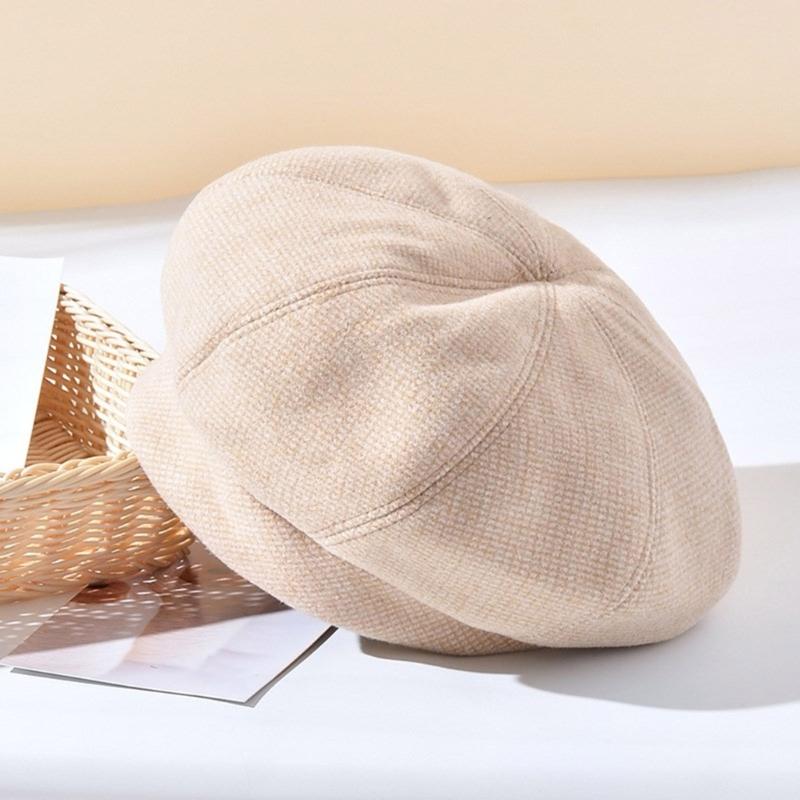 Fashion Beret Caps Plaids Bowler Hat for Women French Painter Hat Party Octagonal Caps Elegant Winter Autumn Round Hat