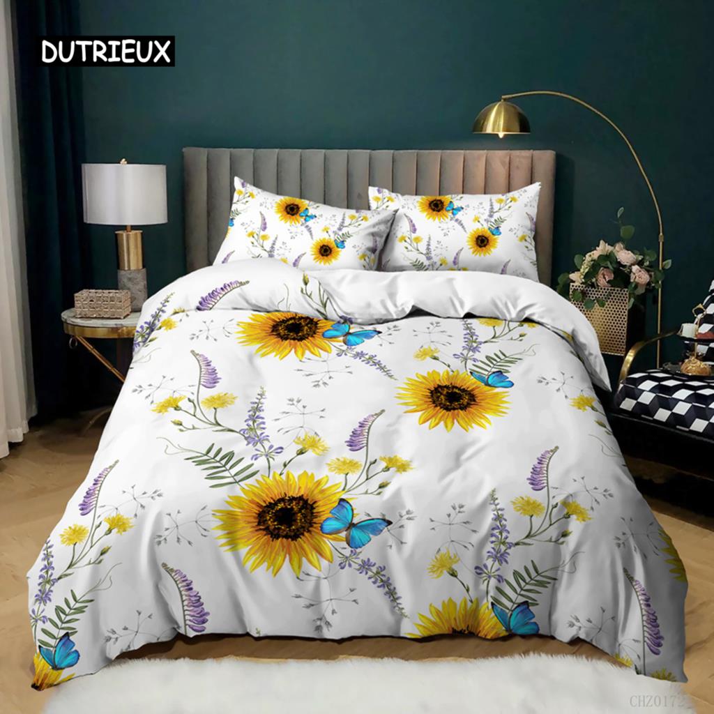 Plant Duvet Cover Set Green Ginkgo Biloba Plant Theme Bedding Set for Kids Teens Double Queen King Size Polyester Qulit Cover