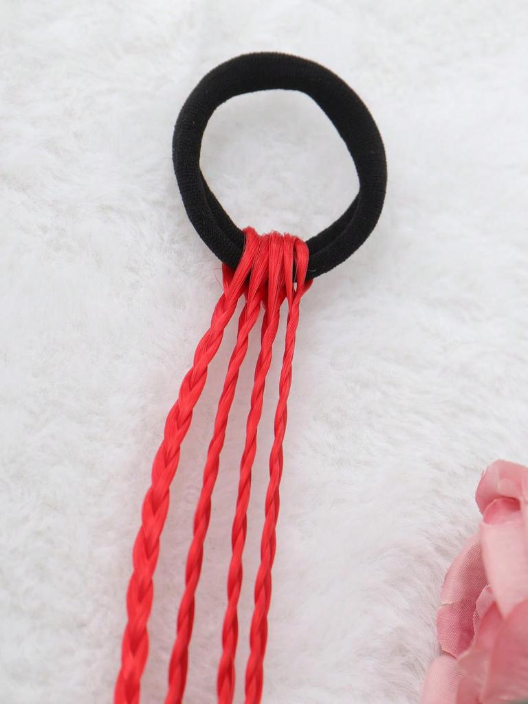 Synthetic Hairpieces 20inch Ponytail Colored Braids Hair Extensions With Rubber Bands Rainbow Braided Accessories For Women Party Highlights Cosplay