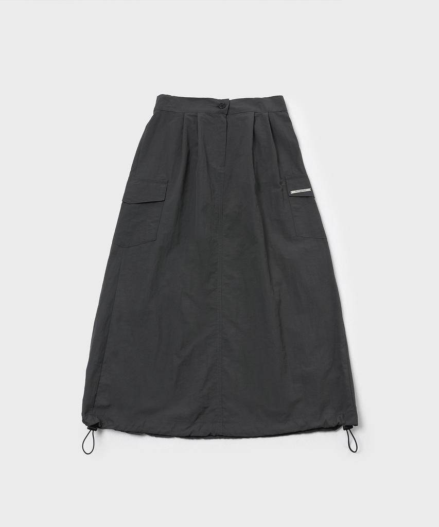SLOW RECORD HOUSE Nylon Cargo Long Skirt_Charcoal