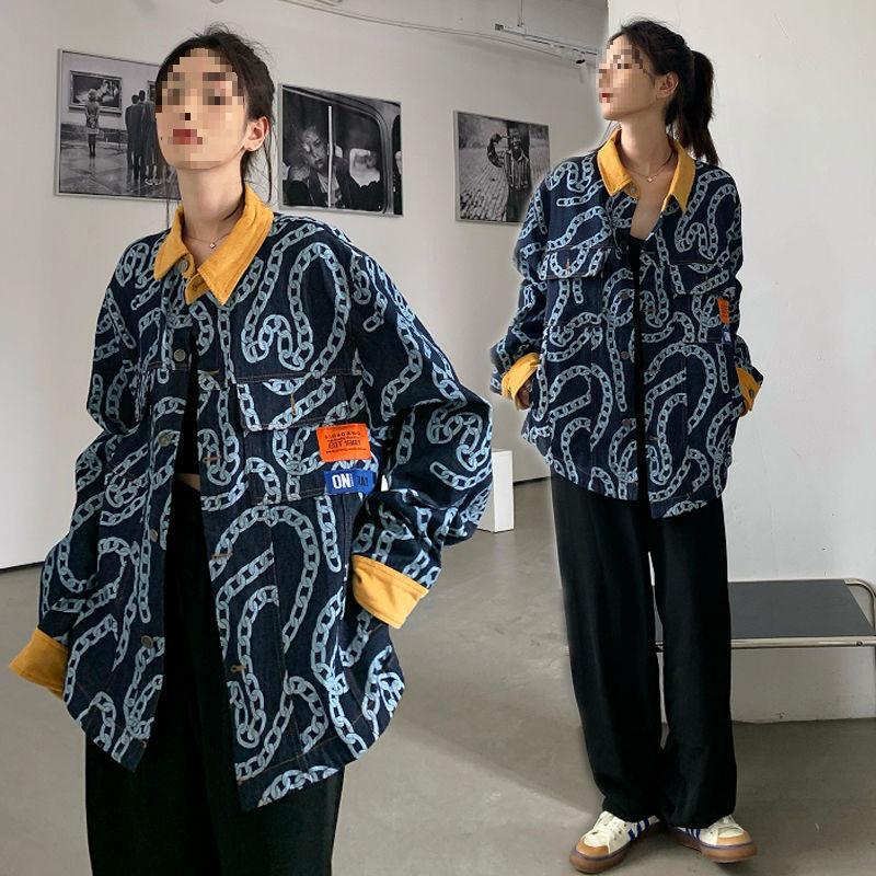 Women s Retro Dark Blue Denim Jacket, Autumn/Winter 2025, Korean Style, Loose Fit with Patchwork Cuffs 2XL - In Stock