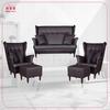 Lounge Set of Furniture Wingback Eco Leather Sofa Armchairs Poufs Family Furniture Set