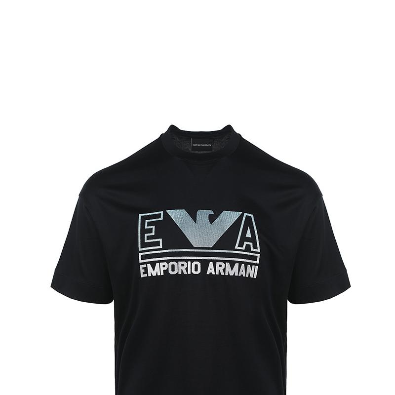 Emporio Armani SS23 Logo Print Loose Fit Crew Neck Short Sleeve T-Shirt Men tops Dark-Blue 3R1TZ4-1JUVZ-09K4