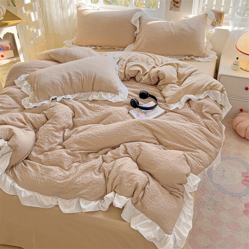 

2024 Новый комплект из четырех предметов из хлопка Bubble Yarn Princess Feng Shui Cover 180 x 220