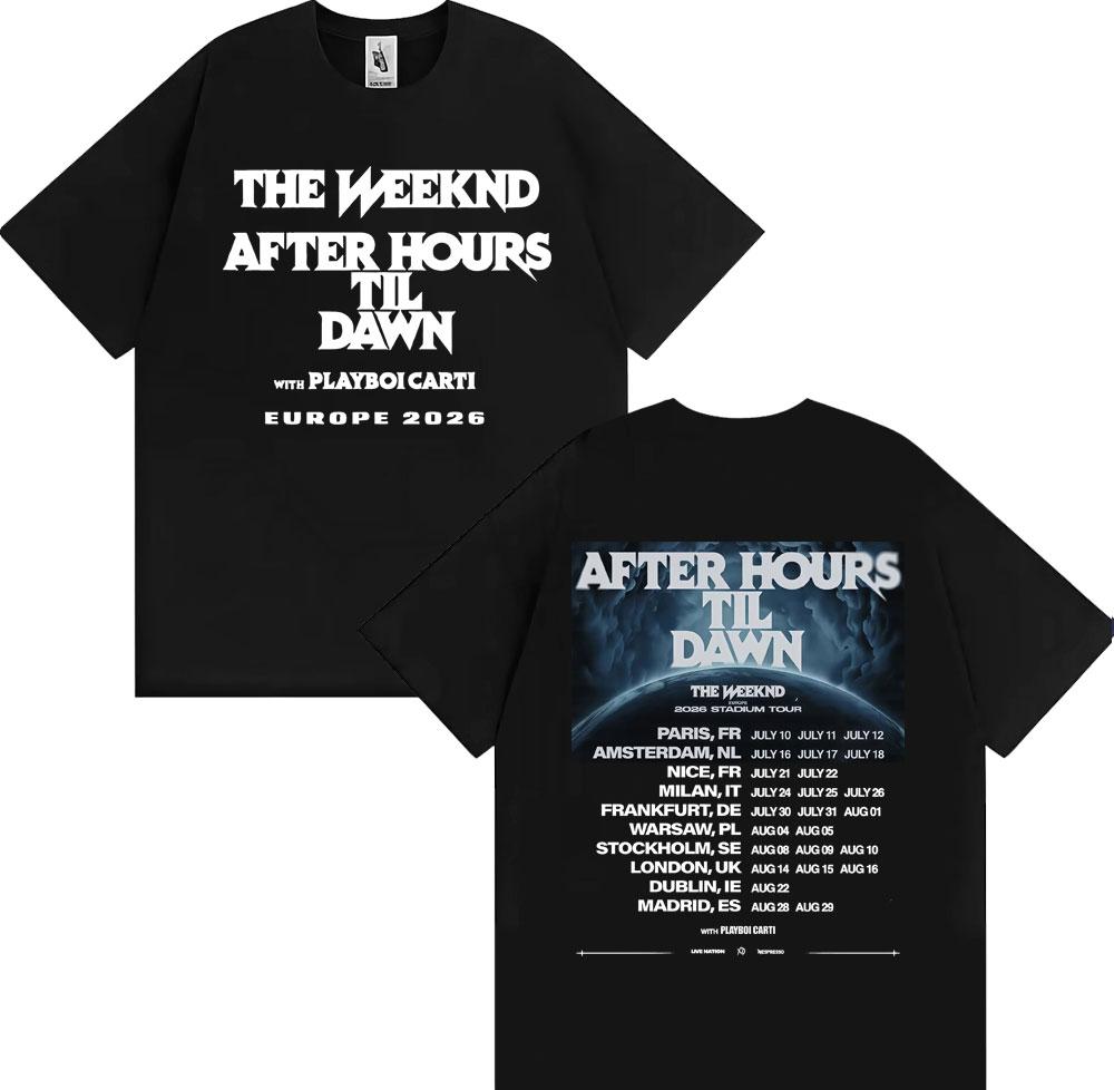 

The Weeknd After Hours Til Dawn Europe 2026 Stadium Tour T-shirt Men Women Fashion Hip Hop Oversized Cotton Y2K Shirt Streetwear S разноцветный