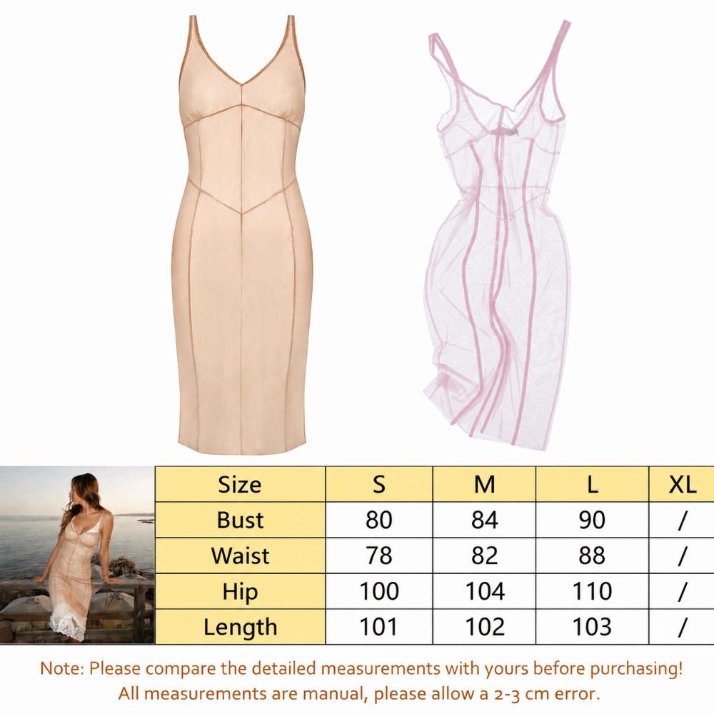 Lace Trim Mesh Cover Up Dress Sleeveless Slip Smock Sexy Sling Dress  Party Vacation