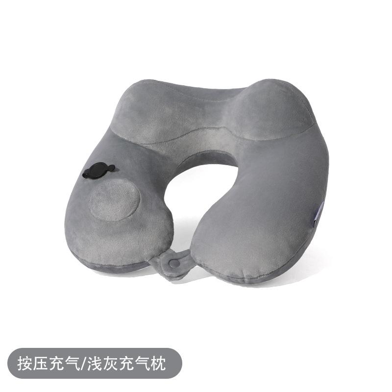 Inflatable U-Shaped Pillow Hump Ergonomic Headrest Outdoor Portable Neck Support Pillow Travel Essential Foldable светло-серый