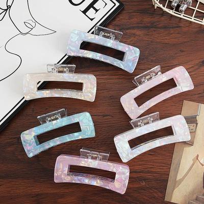 Korean Fashion Transparent Candy Color Square Hair Clip - Imitation Acetate Shark Clip for All Hairstyles