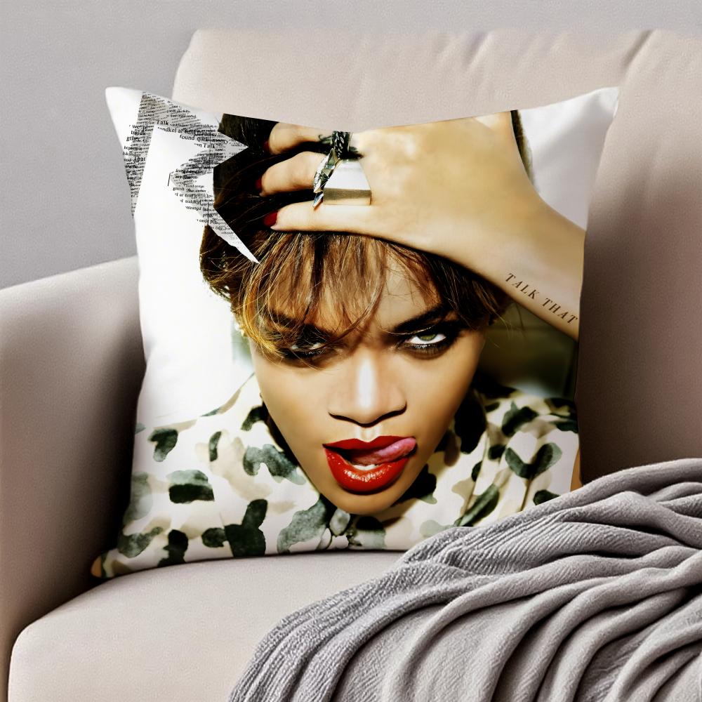 Bold RB Barbadian Singer RRihanna Cushion Cover Pillowcase Antidustmite Invisible Zipper Short Plush Sofa Cushion