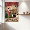 Skurriles Vintage-Garten-Frau mit Hunden beim Pflanzenbewässern Blechschild Metallposter, Märchenstil Wanddeko für Zuhause Bar Café, 8x12