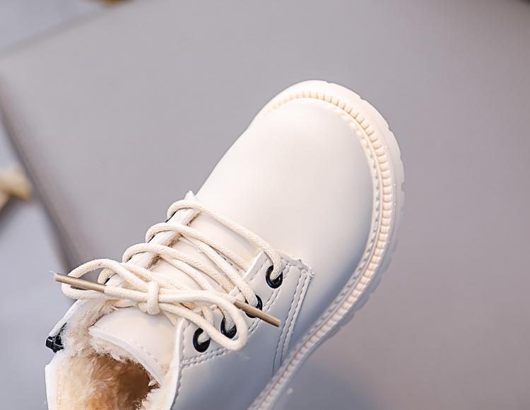 2025 Winter Kids' Fleece-Lined Leather Martin Boots: Warm Ankle Snow Boots for Boys & Girls