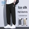JEANSWEST LIFE Men's Ice Silk Stretchy Cropped Casual Jogger Pants