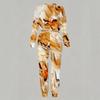 Women Long Sleeve Crew Neck Blouse And High Waist Straight Leg Pants Two Piece Everyday Casual Wear