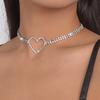 Women European Minimalist Light Luxury Design Clavicle Choker Full Rhinestone Heart Sweet Personality Necklace For Women