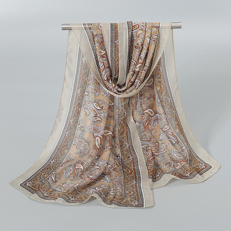 Luxury Chiffon Silk Scarf Spring Summer Scarf Women Head Scarf Beach Shawls Bandana Headband Muslim Hijabs Black Scarf/Scarves