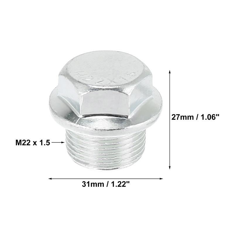 X Autohaux 1/2/4Pcs M22x1.5 Auto Engine Oil Drain Plug Screw with Stainless Steel Seal Ring Replacement for GM Car Accessories