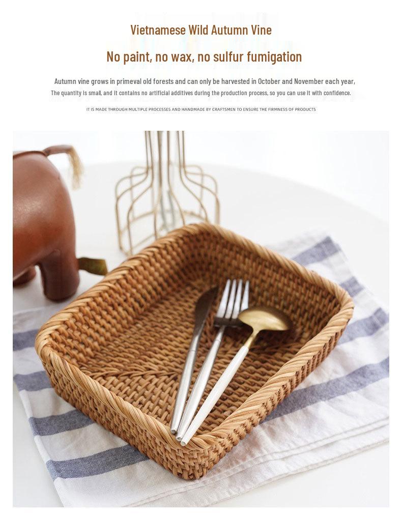 Vietnamese Handmade Woven Autumn Vine Basket for Snacks, Fruit, or Candy - Perfect for Living Room or Coffee Table.