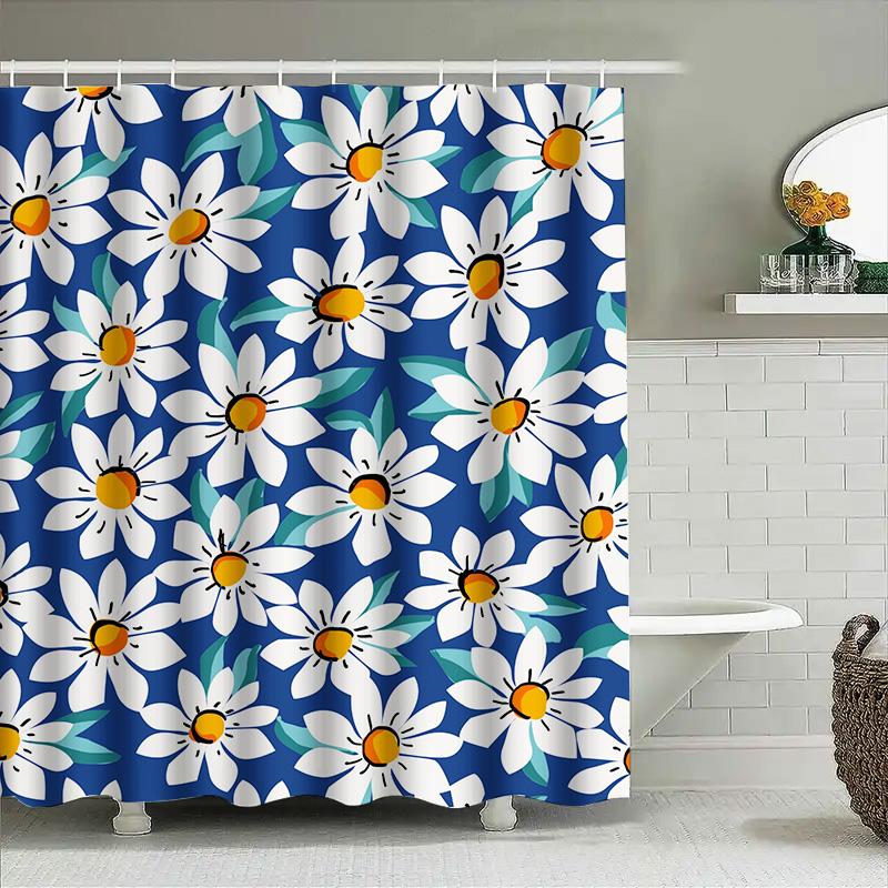 Bright Floral Shower Curtain Waterproof Fabric Decorative Bathroom Shower Paneling Size Customizable For Kids Bathrooms Modern D