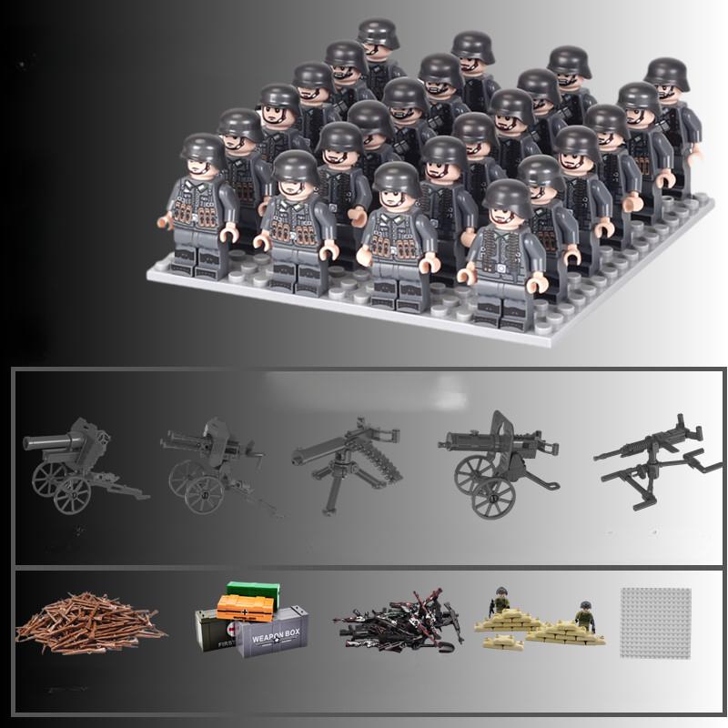 24PCS/SET World War II Soldier Phalanx Rifle Weapon Gun Character Parts Building Block Assembly DIY Model Making Kit Toy