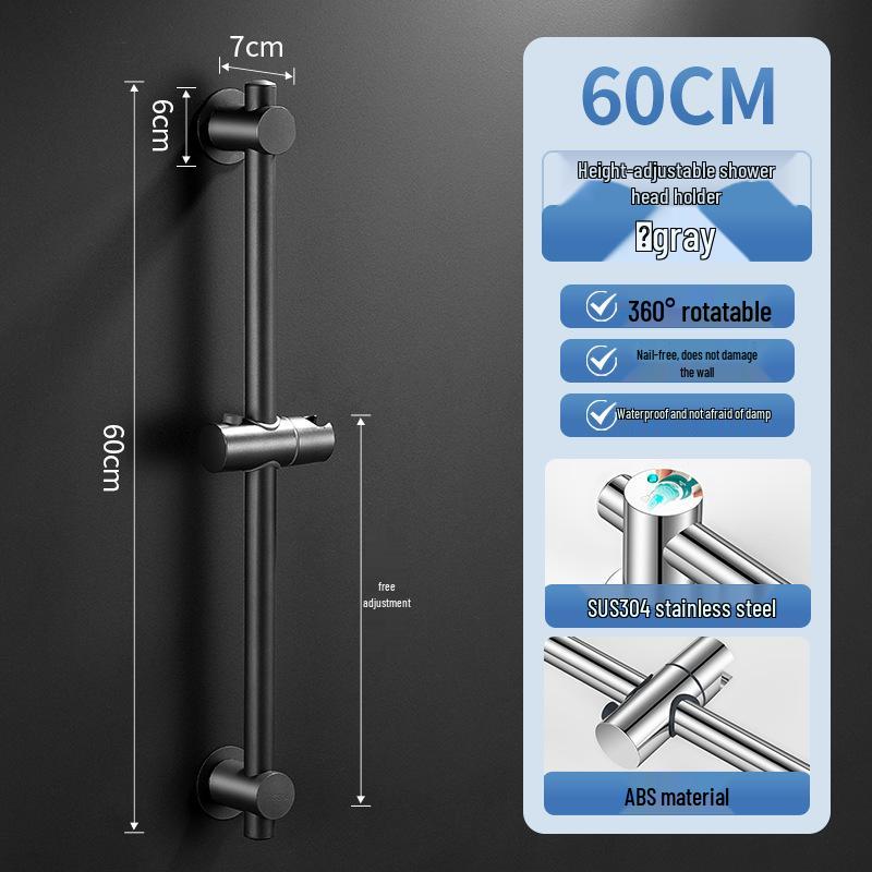 Adjustable Stainless Steel No-Drill Shower Arm and Head Holder