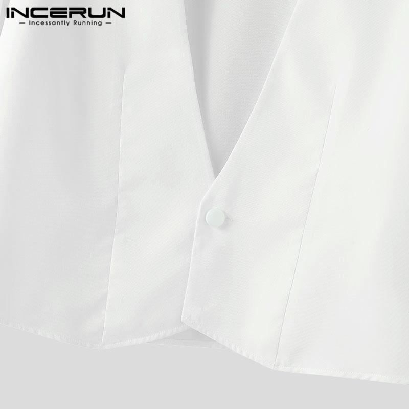 INCERUN Ανδρικά Μπλουζάκια Βαθύ V Όρθιος Λαιμός Μακρυμάνικα Στενή Μέση Καθημερινά Κοντά